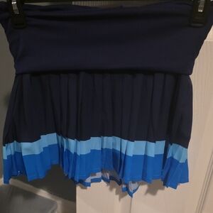 Navy and Azure Pleated Knit Skirt